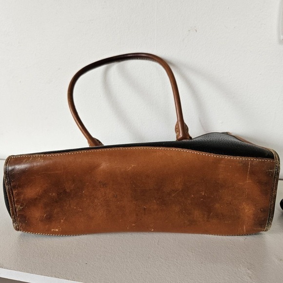 Vtg Dooney & Bourke All Weather Leather Classic Satchel Handbag Black Brown - Picture 10 of 16